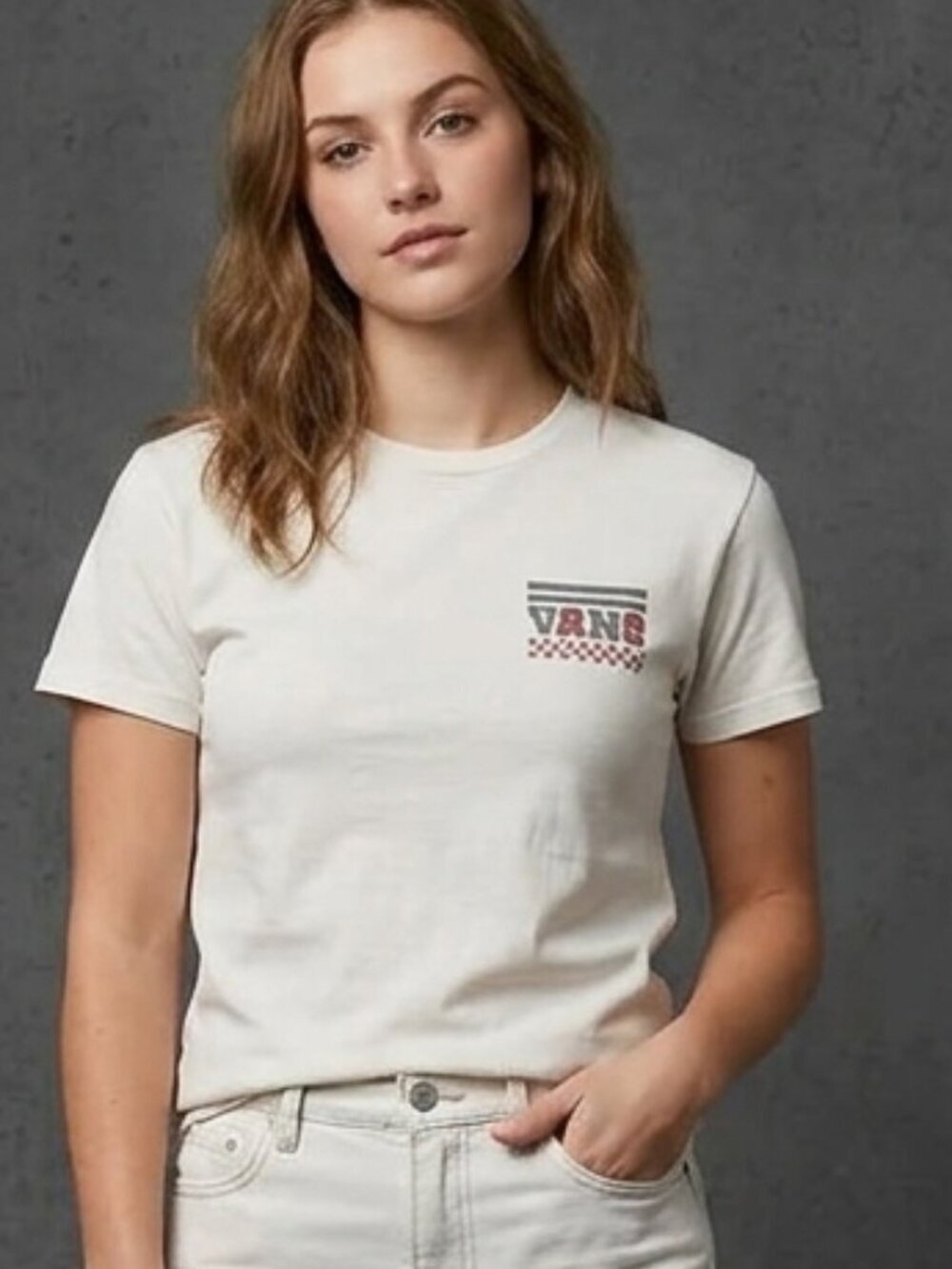 VANS Off the Wall Vintage Surf Skate White Checkered Pyramid Tee T Shirt Small